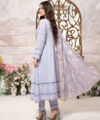 Pakistani Woman Wearing Digital Printed and Embroidered Long Frock Maxi of AirJet Fabric by Ayesha Styles